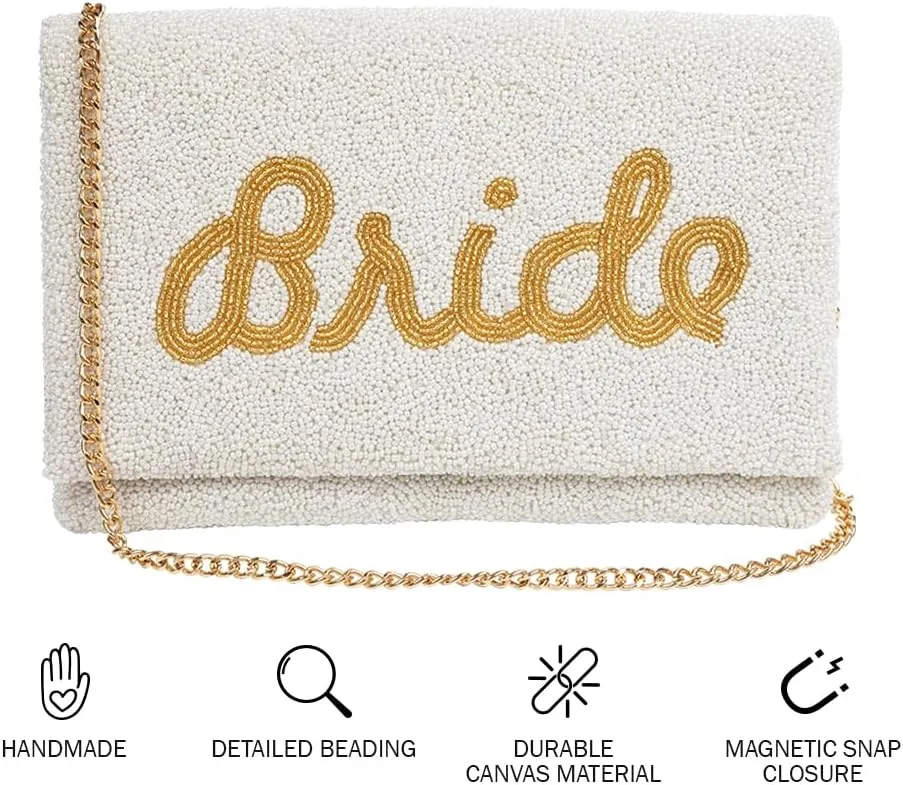 Clutch Purse for Wedding Day Beaded Clutch Purse Bachelorette Party Bridal Shower,Engagement Gifts & Bride To Be