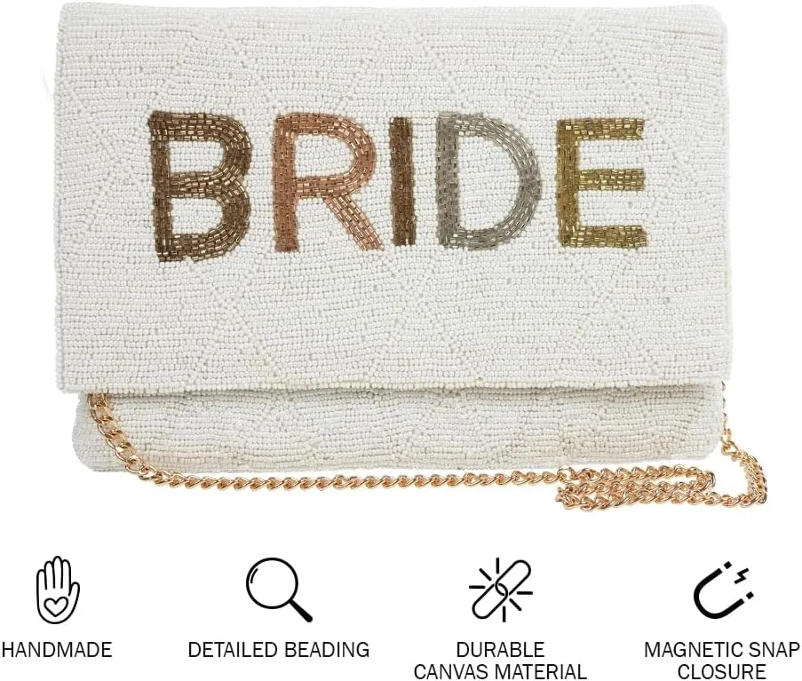 Clutch Purse for Wedding Day Beaded Clutch Purse Bachelorette Party Bridal Shower,Engagement Gifts & Bride To Be