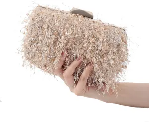 Clutch Purse for Women,Fluffy Evening Handbag for Wedding Anniversary Party