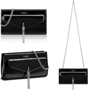 Clutch Purse For Women,Tassel Evening Cross Body & Shoulder Bag With Detachable Chain Strap For Wedding Party Prom
