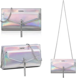 Clutch Purse For Women,Tassel Evening Cross Body & Shoulder Bag With Detachable Chain Strap For Wedding Party Prom