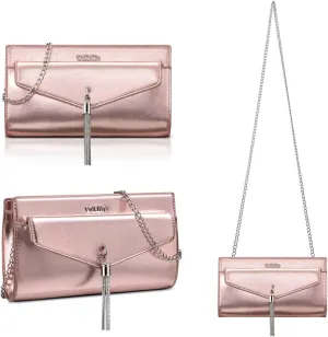 Clutch Purse For Women,Tassel Evening Cross Body & Shoulder Bag With Detachable Chain Strap For Wedding Party Prom