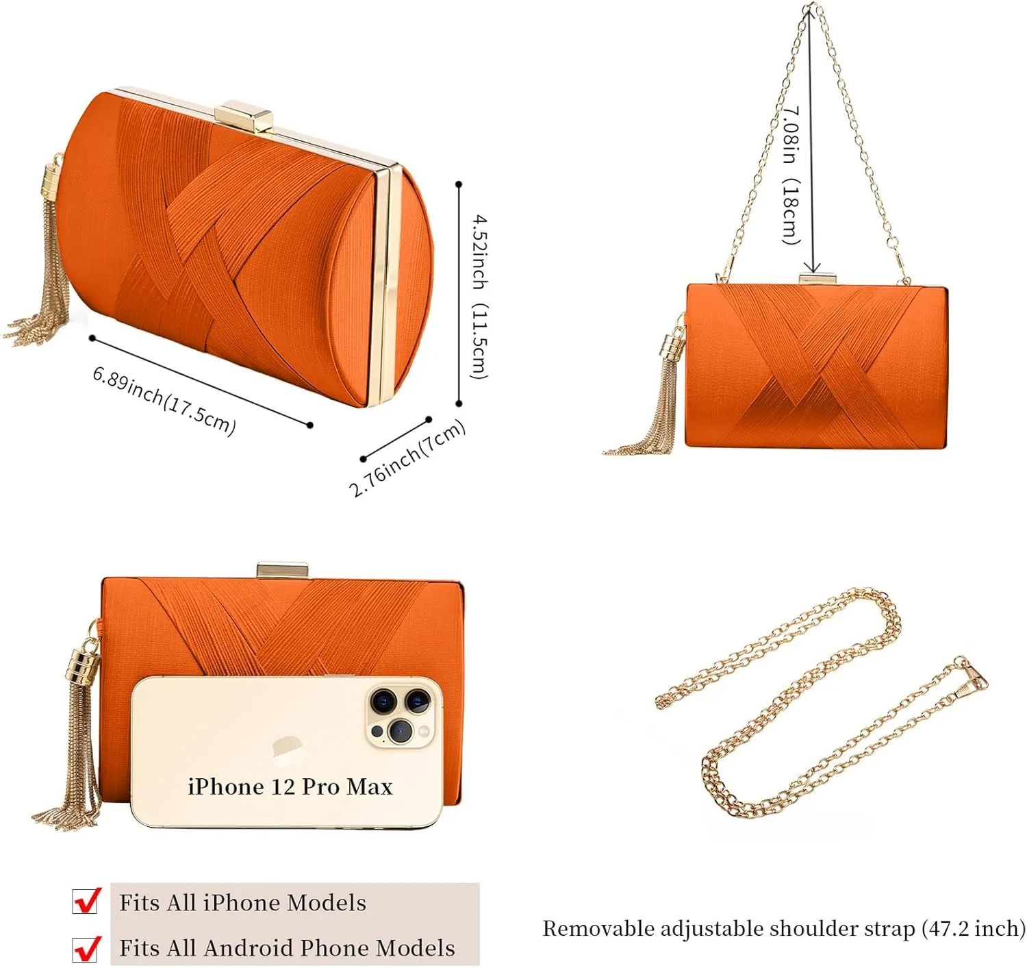 Clutch Purses For Women Tassel Evening Clutch bag Cross Body & Shoulder Bag For Wedding Night out Party