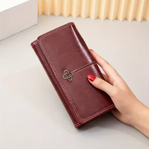 Clutch Wallet For Women, Retro Multi-Function Large Capacity Phone Holder And Card Organizer With Snap Closure women bags