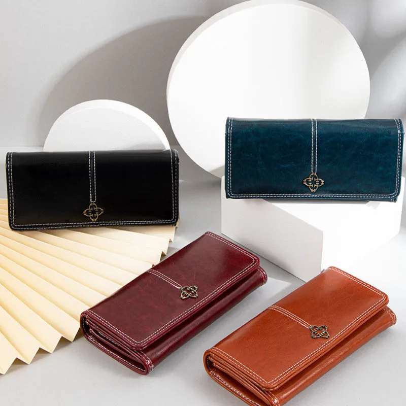 Clutch Wallet For Women, Retro Multi-Function Large Capacity Phone Holder And Card Organizer With Snap Closure women bags