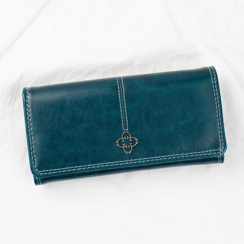 Clutch Wallet For Women, Retro Multi-Function Large Capacity Phone Holder And Card Organizer With Snap Closure women bags