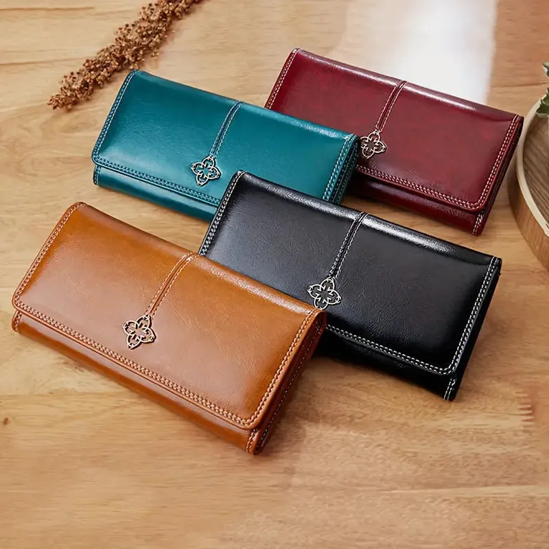 Clutch Wallet For Women, Retro Multi-Function Large Capacity Phone Holder And Card Organizer With Snap Closure women bags