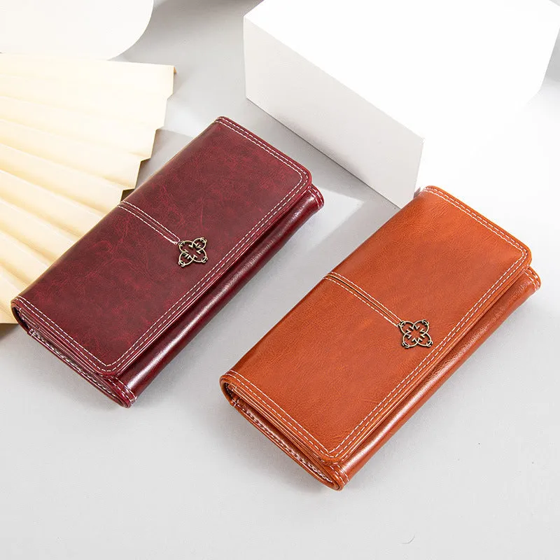 Clutch Wallet For Women, Retro Multi-Function Large Capacity Phone Holder And Card Organizer With Snap Closure women bags