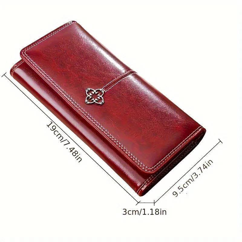 Clutch Wallet For Women, Retro Multi-Function Large Capacity Phone Holder And Card Organizer With Snap Closure women bags