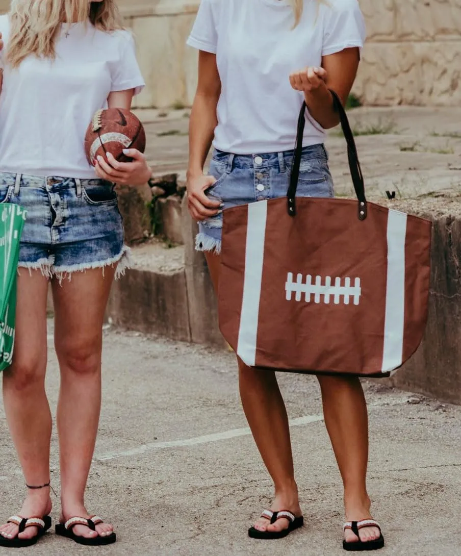 Cocomo Soul Brown Football Tote Bag | Football Bag for Women | Large Football Tote Bag 20 x 17 Inches | Football Mom Bag | Football Bag