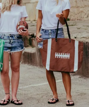 Cocomo Soul Brown Football Tote Bag | Football Bag for Women | Large Football Tote Bag 20 x 17 Inches | Football Mom Bag | Football Bag