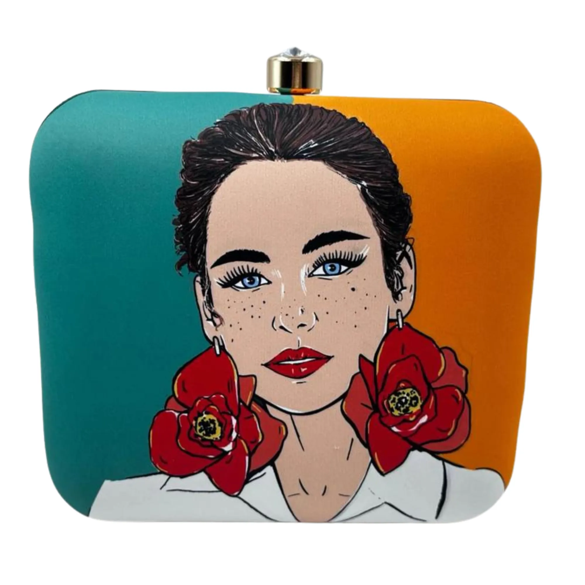COLOR BLOCK GIRL PORTRAIT CLUTCH BAG