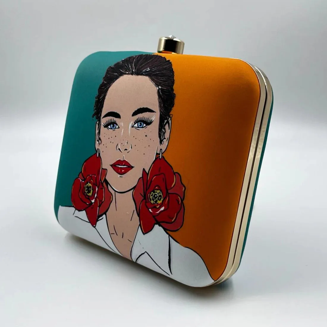 COLOR BLOCK GIRL PORTRAIT CLUTCH BAG