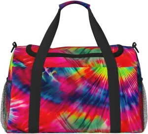 Color Tie Dye Print Travel Hand Travel Bag Weekender Overnight Carry On Tote Foldable Crossbody Bag