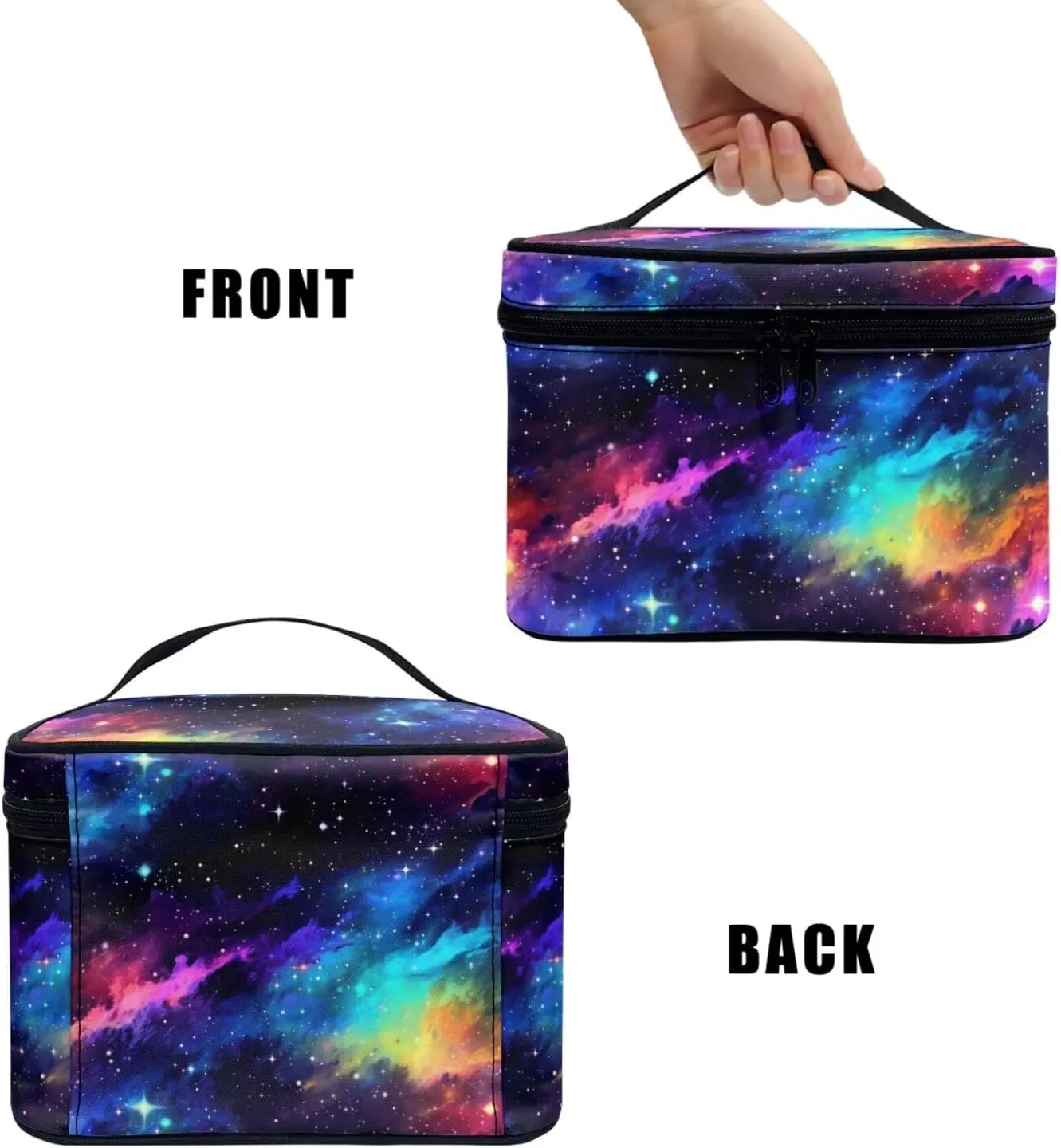 Colorful Galaxy Nebula Makeup Bag Travel Cosmetic Bag for Women, Outer Space Starry Print Portable Travel Bag for Toiletries Makeup Box