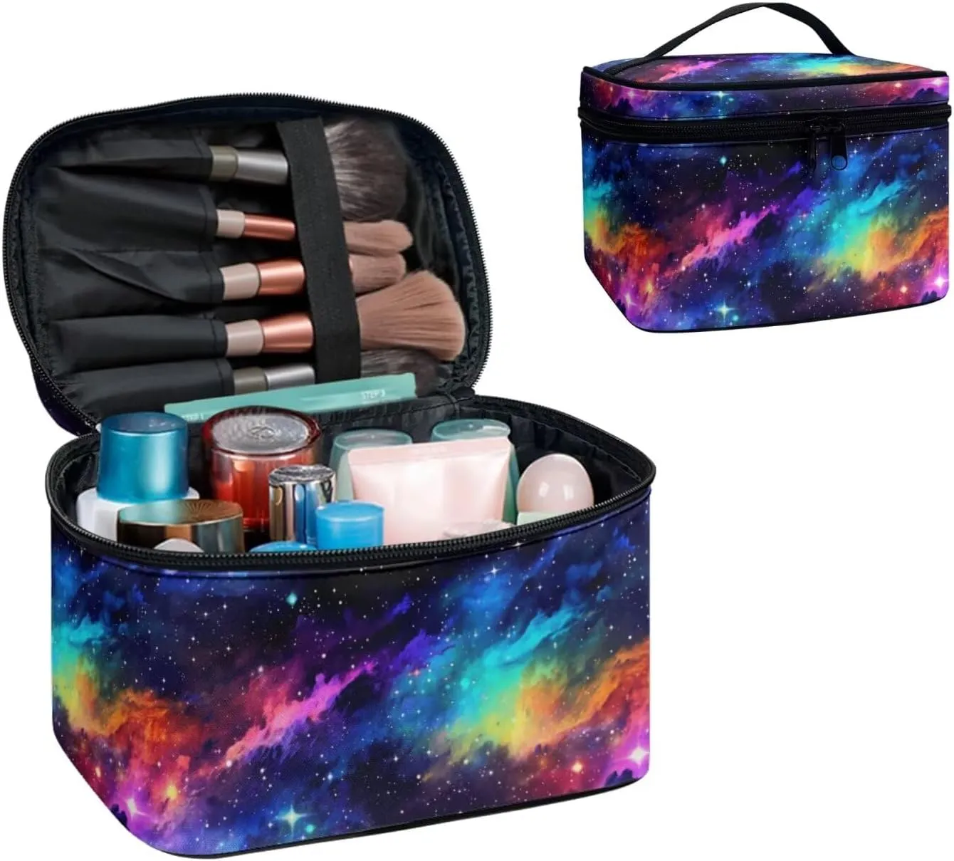 Colorful Galaxy Nebula Makeup Bag Travel Cosmetic Bag for Women, Outer Space Starry Print Portable Travel Bag for Toiletries Makeup Box