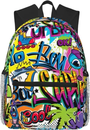 Colorful Graffiti Pattern print Lightweight and comfortable backpack Casual Laptop Backpack for Travel Hiking