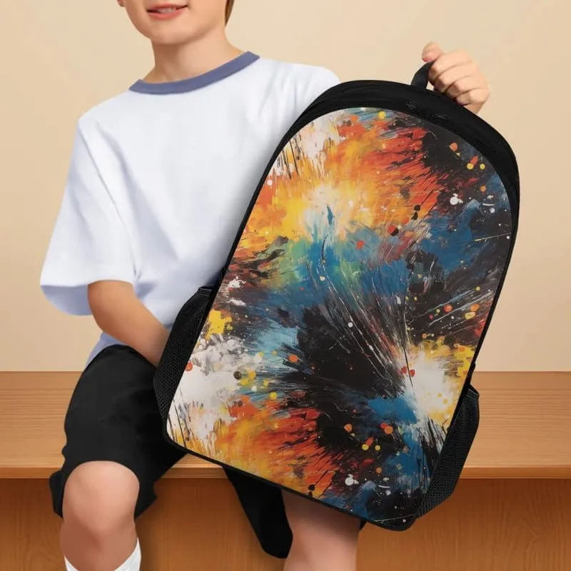 Colorful Splashing Art Print Double Layers Lightweight Backpack Rainbow Abstract Graffiti Pattern Durable 17.3 Inch Backpacks for Men & Women Large Daypack