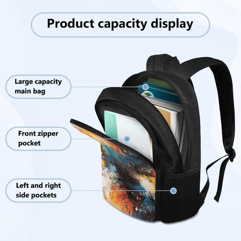 Colorful Splashing Art Print Double Layers Lightweight Backpack Rainbow Abstract Graffiti Pattern Durable 17.3 Inch Backpacks for Men & Women Large Daypack