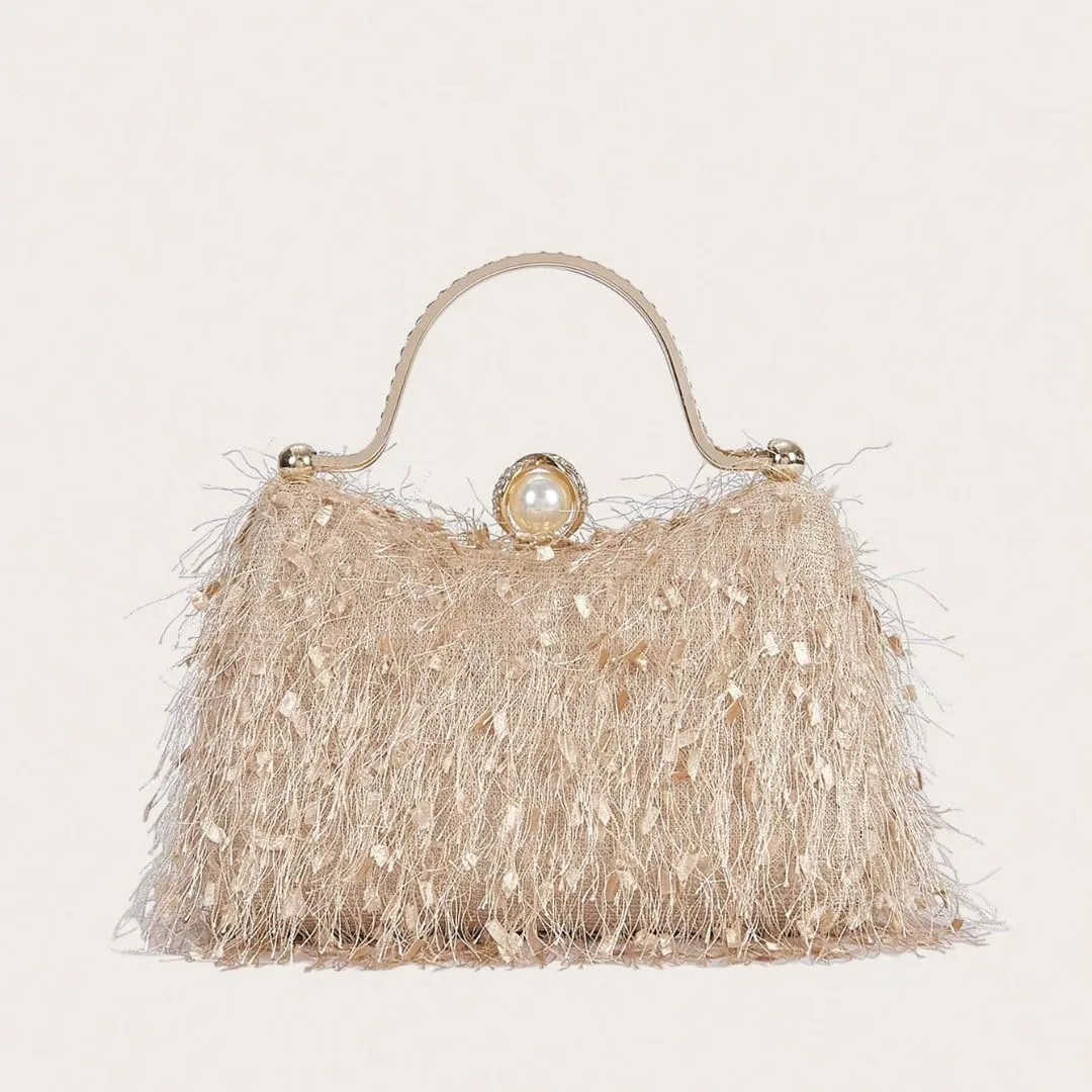 Comeon Women's Evening Handbag Cocktail Prom Formal Clutch Purse Feather Evening Shoulder Bag for Women Wedding Banquet