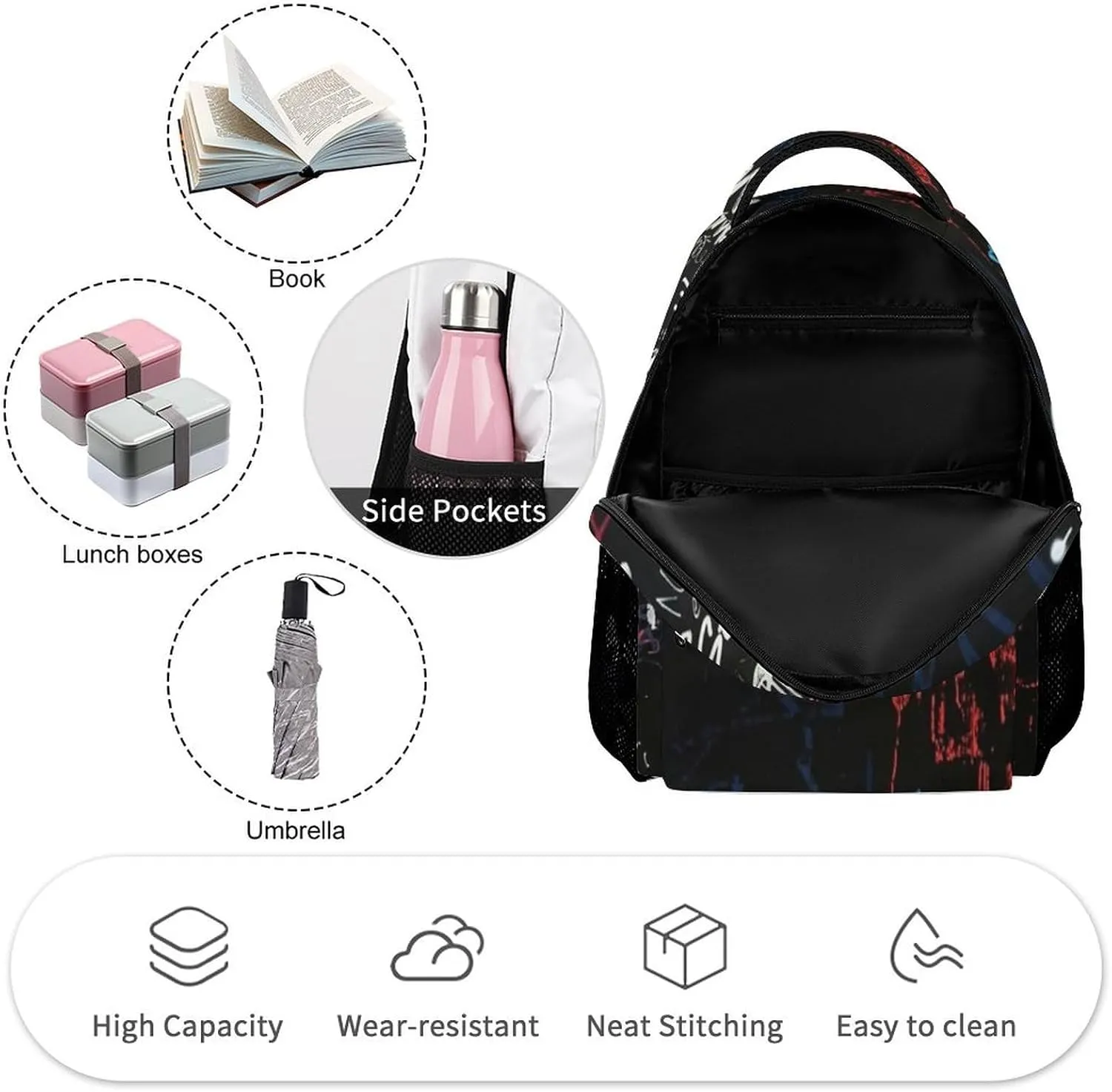 Cool Graffiti School Backpack For Kids Boys Girls Children Travel Bag Students Teens Bookbag Hip Hop Backpack Laptop Backpack-C3