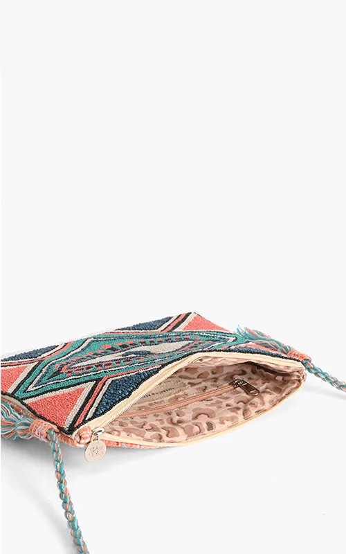 Copper Tan Evil Eye Embellished Clutch