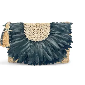 Coquette Feather Raffia Handbag