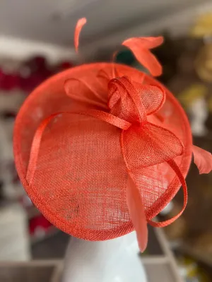 Coral Teardrop Disc Fascinator