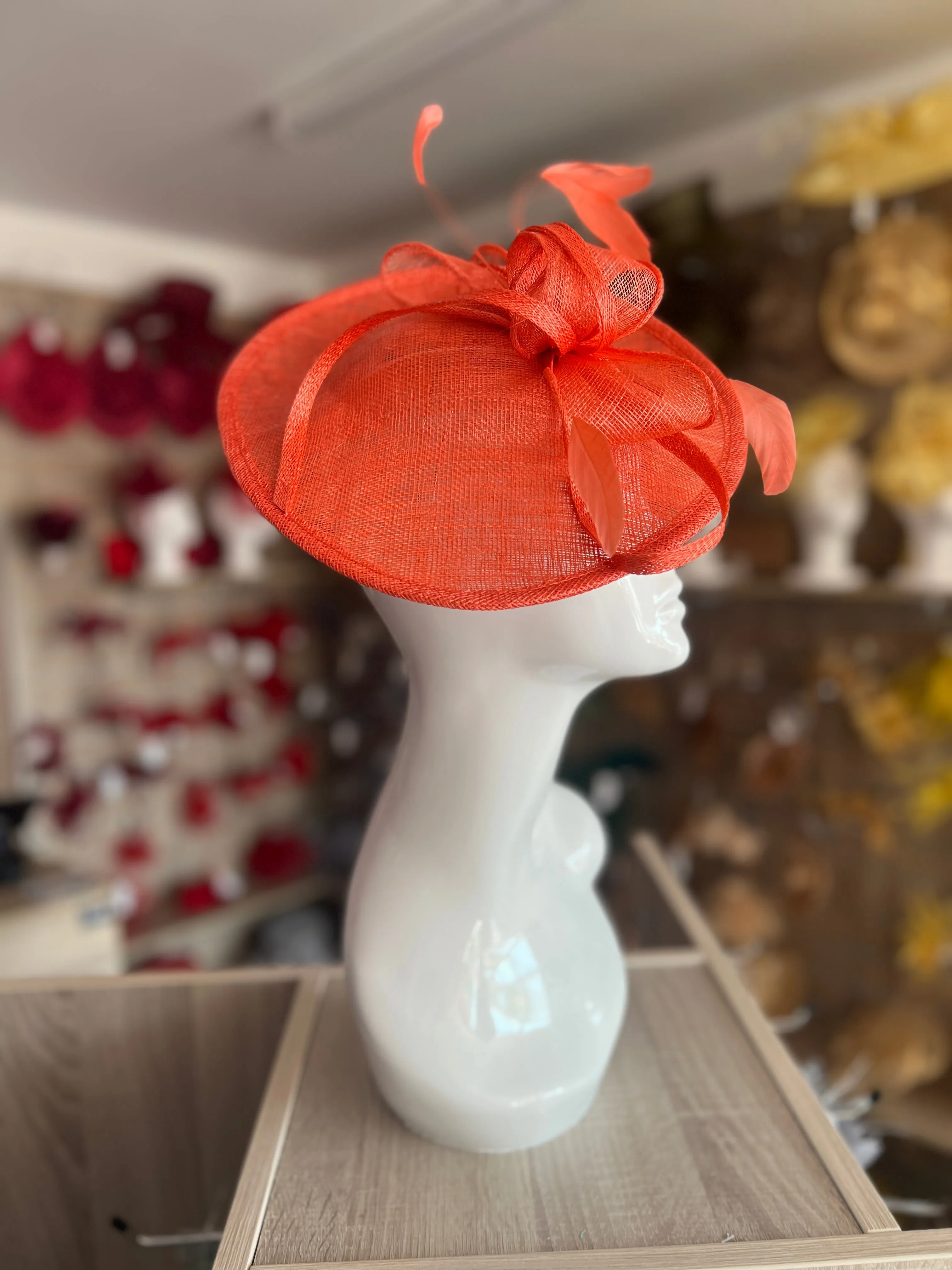Coral Teardrop Disc Fascinator