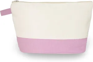 Cotton Canvas Two-Tone Cosmetic Bag Make Up Clutch Bag (10"W x 6"H), Pink Canvas Bottom)