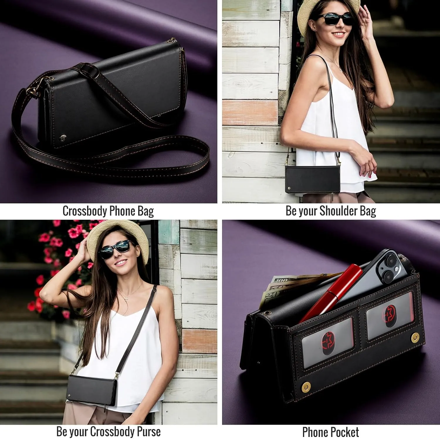 COVO Small Crossbody Bags for Women - RFID Blocking Clutch, Cell Phone Purse, Phone Purses with Crossbody Strap