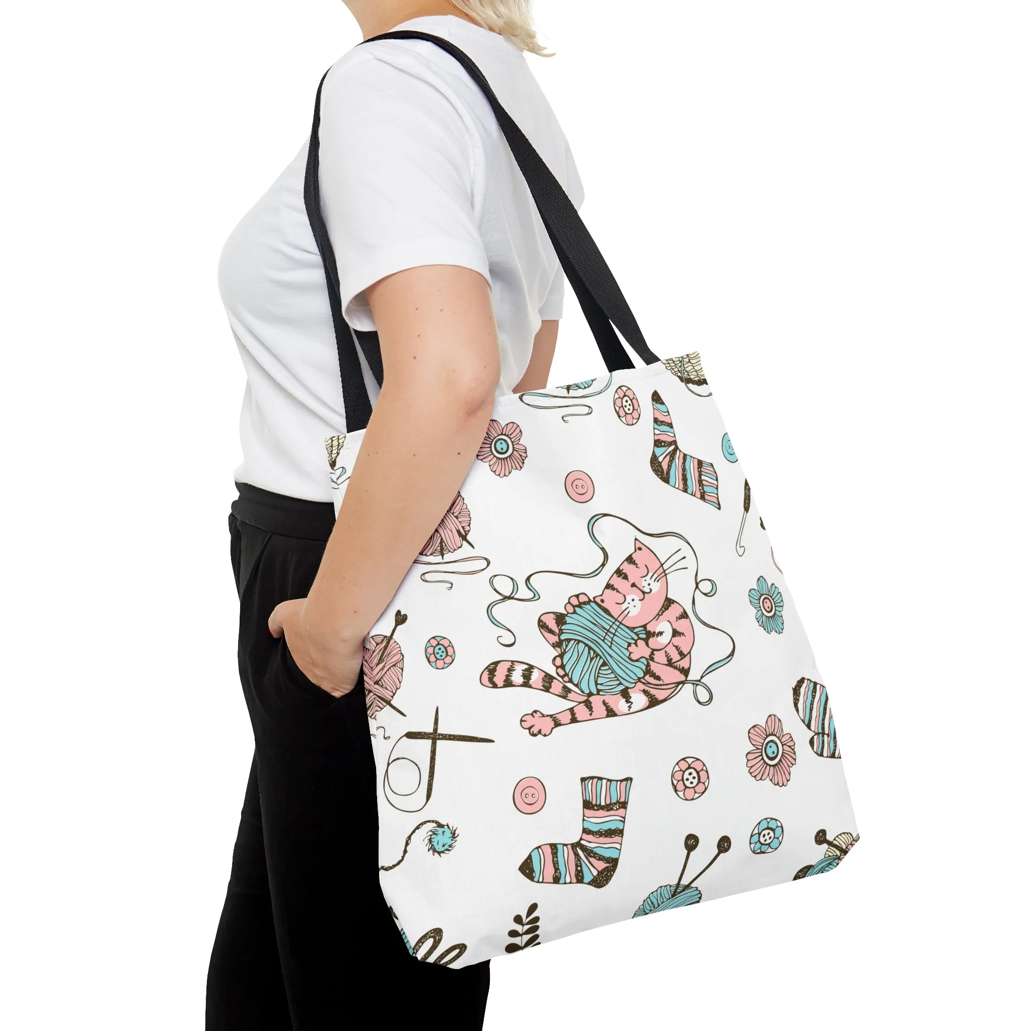 Craft, Crochet or Knitting Tote Bag, Yarn Storage Shoulder Bags, Gift for Knitter, Crafter, Grocery Shopping, School, Resusable, Travel Bag