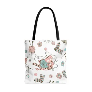 Craft, Crochet or Knitting Tote Bag, Yarn Storage Shoulder Bags, Gift for Knitter, Crafter, Grocery Shopping, School, Resusable, Travel Bag