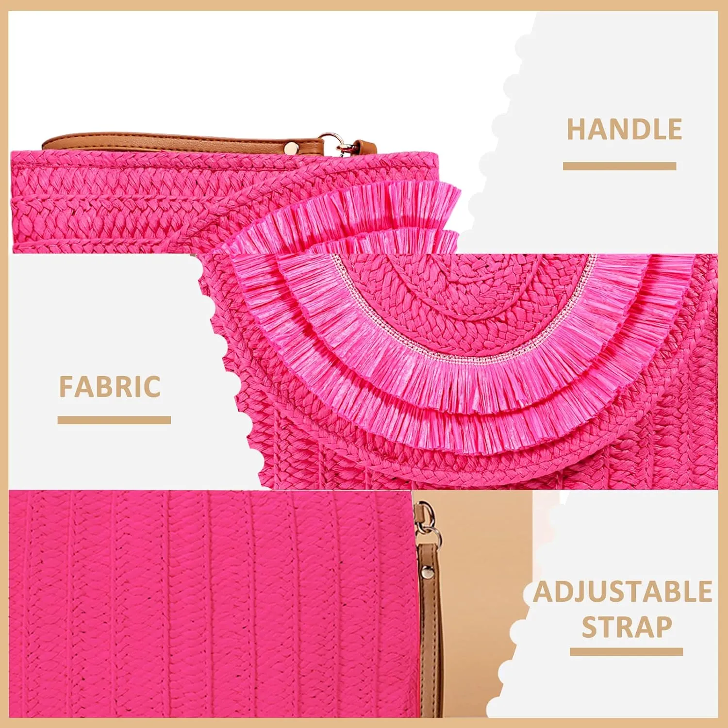 Crossbody Bags for Women, Straw Clutch Purses, Bohemian Handmade Woven Envelope Package, Tassel Handbags for Women