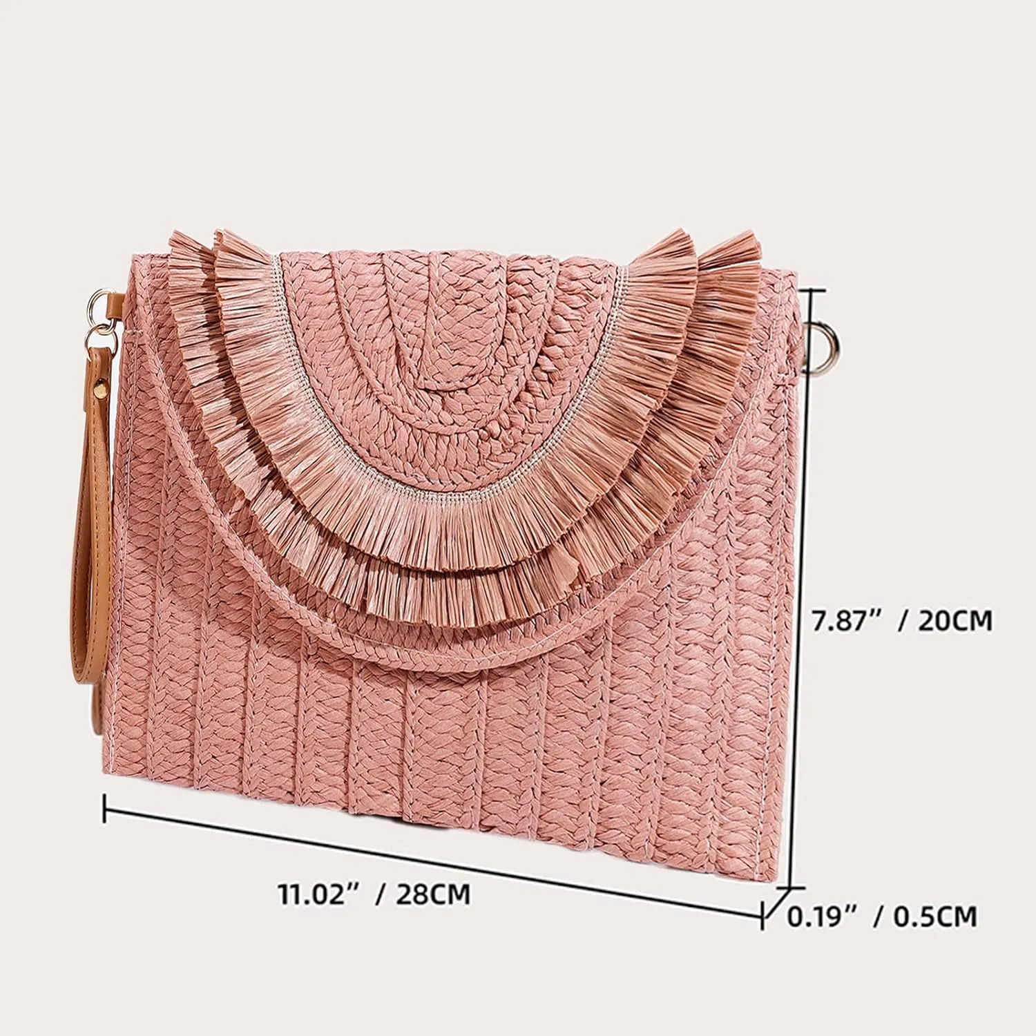 Crossbody Bags for Women, Straw Clutch Purses, Bohemian Handmade Woven Envelope Package, Tassel Handbags for Women