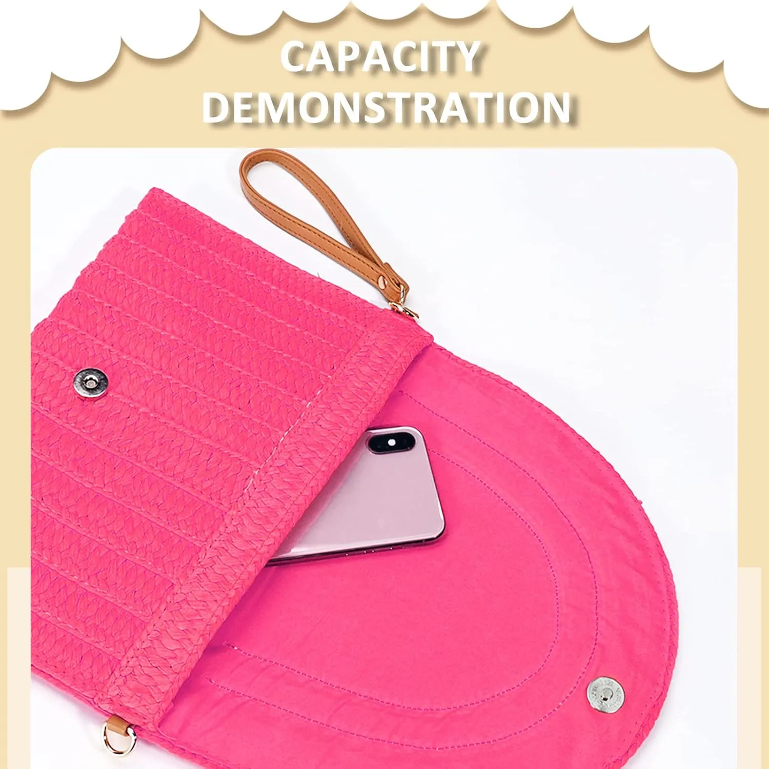 Crossbody Bags for Women, Straw Clutch Purses, Bohemian Handmade Woven Envelope Package, Tassel Handbags for Women