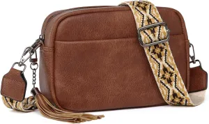 Crossbody Bags for Women,Trendy Vegan Leather Crossbody Purse Shoulder Handbags with RFID Card Slots & Tassel