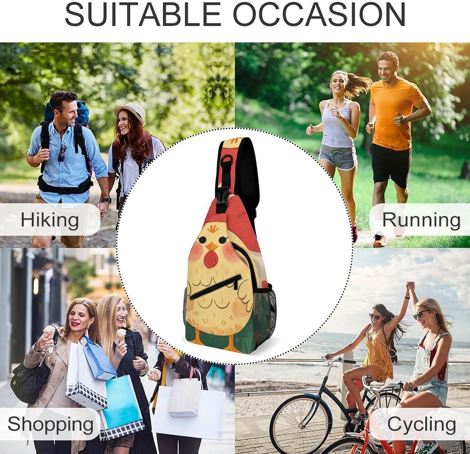 Crossbody Sling Bag Colorful Skulls Print Backpack Sling Bag Travel Hiking Chest Bag Shoulder Bag Daypack