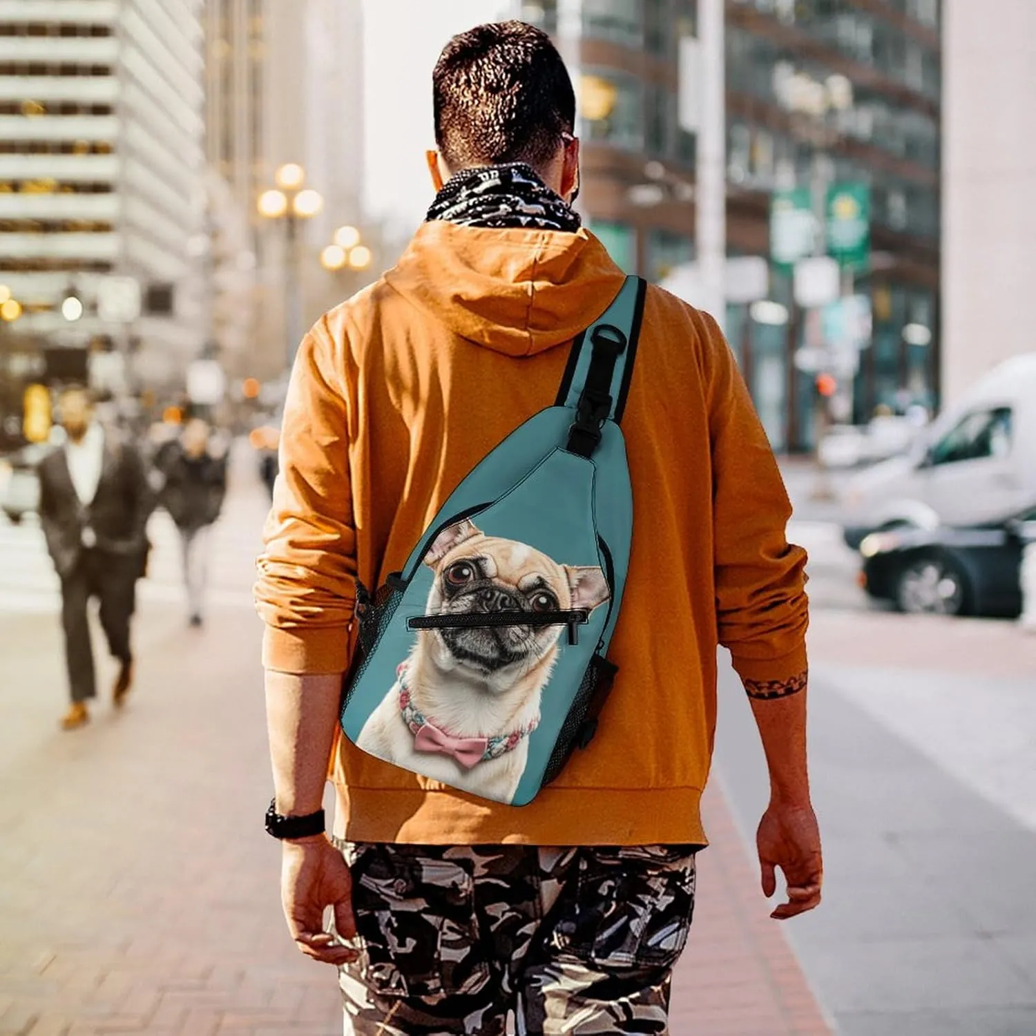 Crossbody Sling Bag Colorful Skulls Print Backpack Sling Bag Travel Hiking Chest Bag Shoulder Bag Daypack