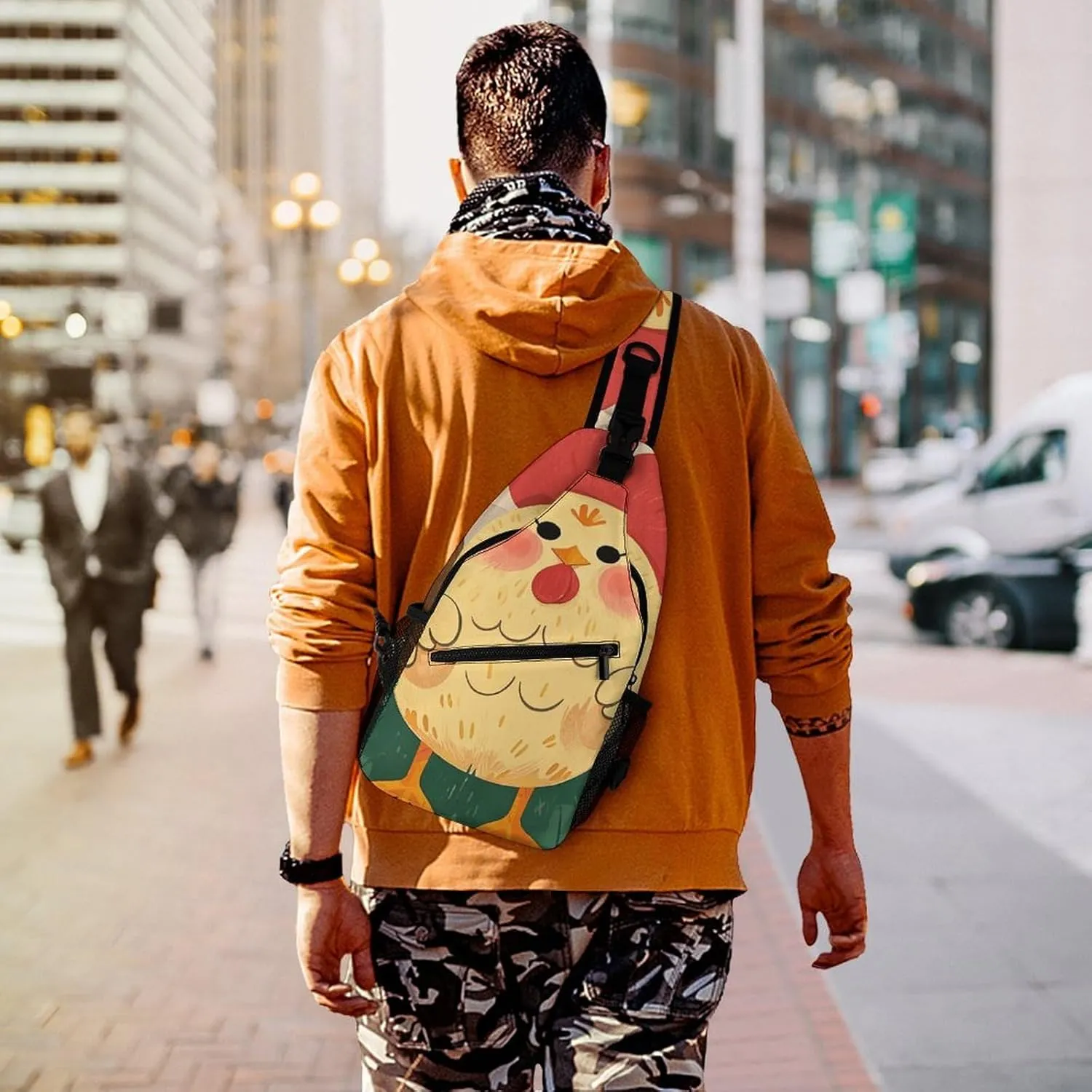 Crossbody Sling Bag Colorful Skulls Print Backpack Sling Bag Travel Hiking Chest Bag Shoulder Bag Daypack