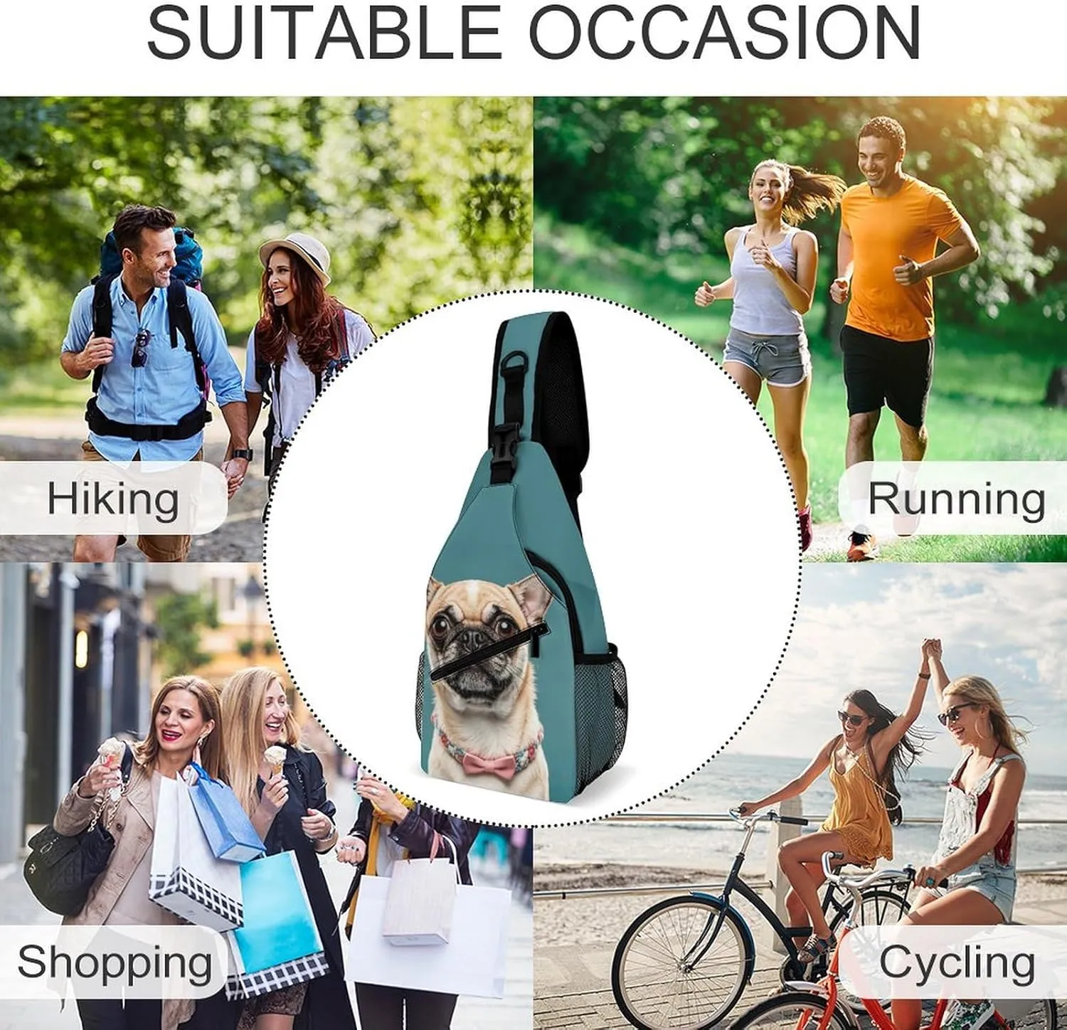 Crossbody Sling Bag Colorful Skulls Print Backpack Sling Bag Travel Hiking Chest Bag Shoulder Bag Daypack