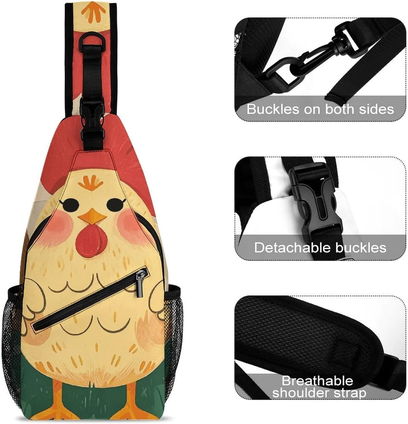 Crossbody Sling Bag Colorful Skulls Print Backpack Sling Bag Travel Hiking Chest Bag Shoulder Bag Daypack