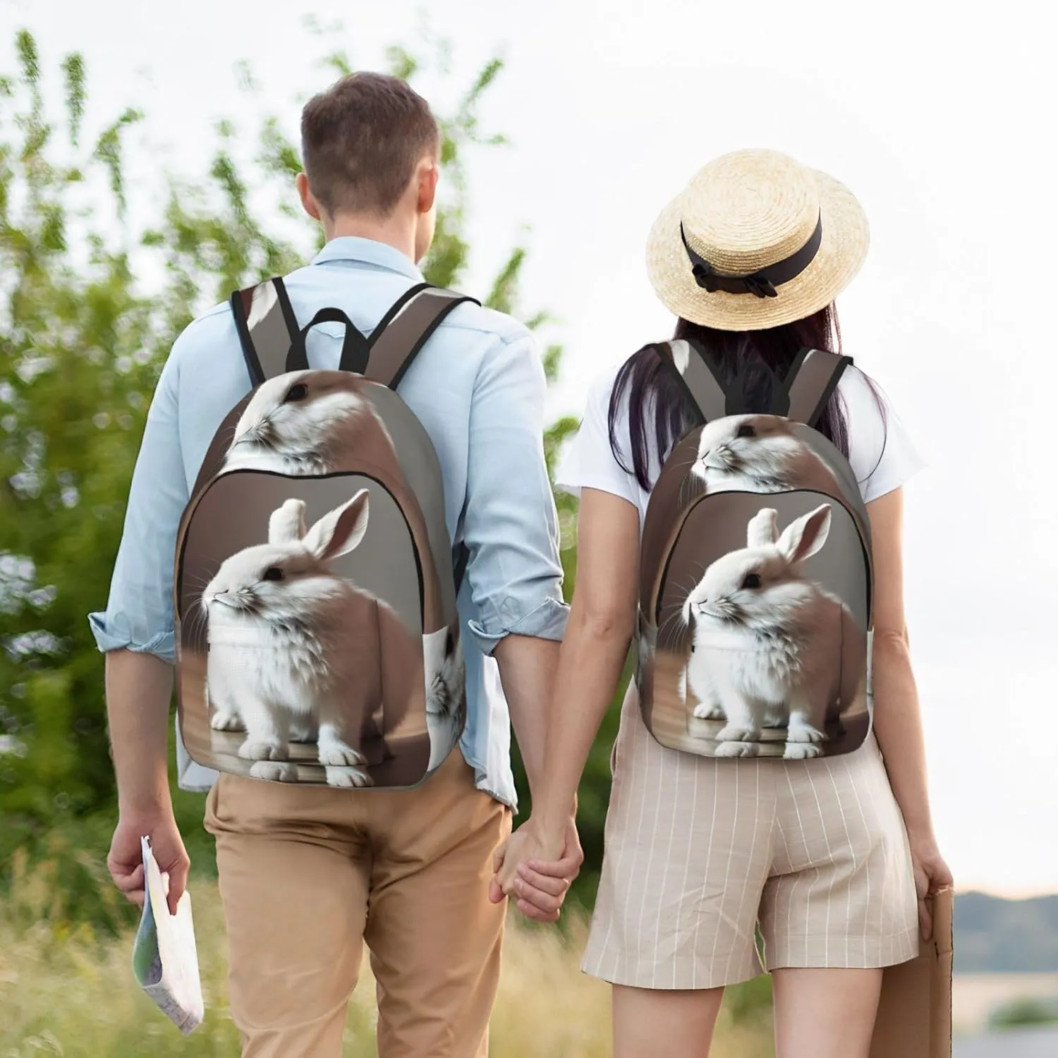 cry white rabbit print Backpack Travel Backpacks for Women Men College Backpack Computer Bag for Travel