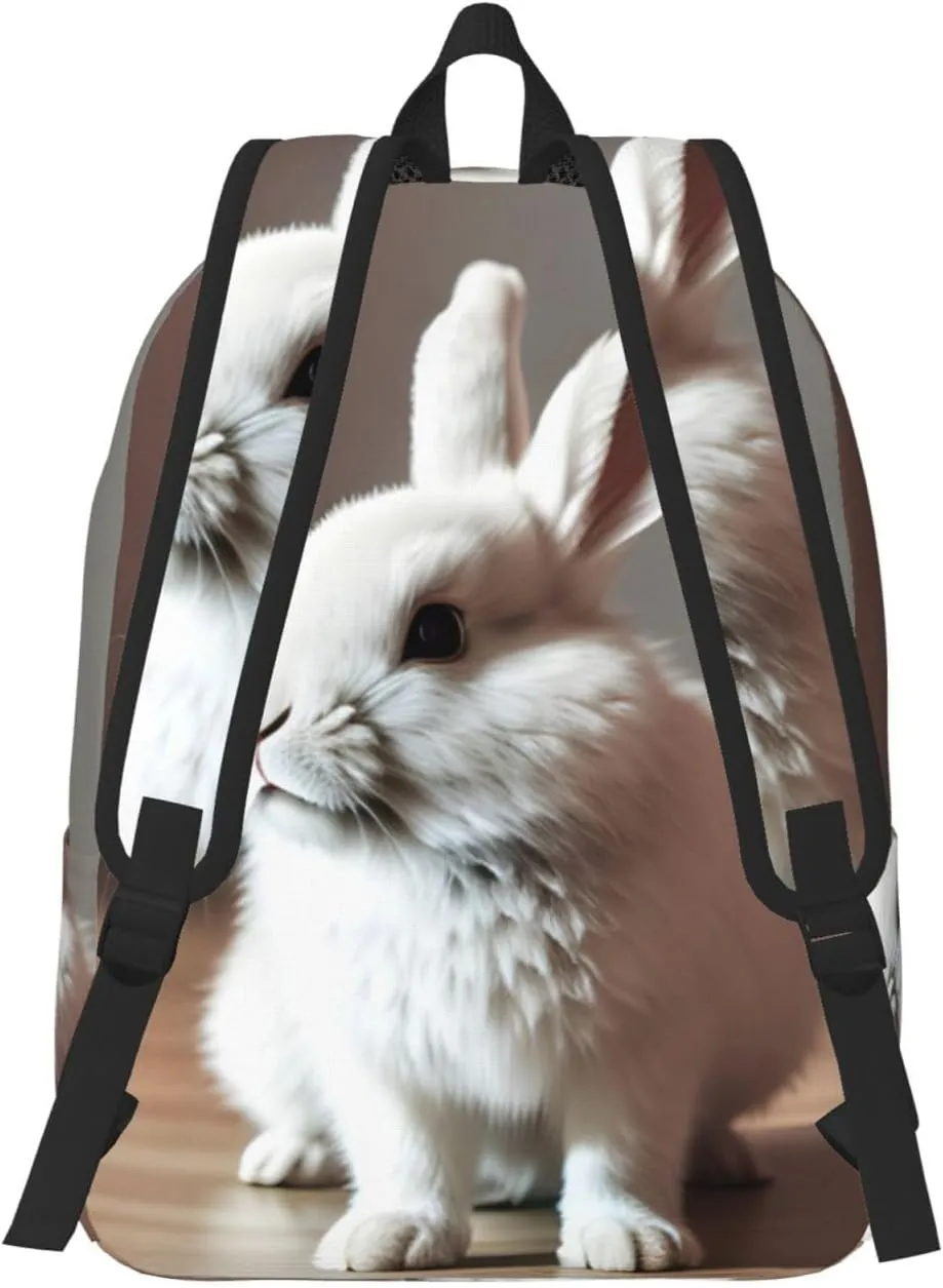 cry white rabbit print Backpack Travel Backpacks for Women Men College Backpack Computer Bag for Travel