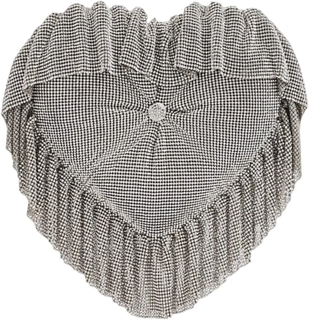 Crystal Mesh Heart Pillow Clutch