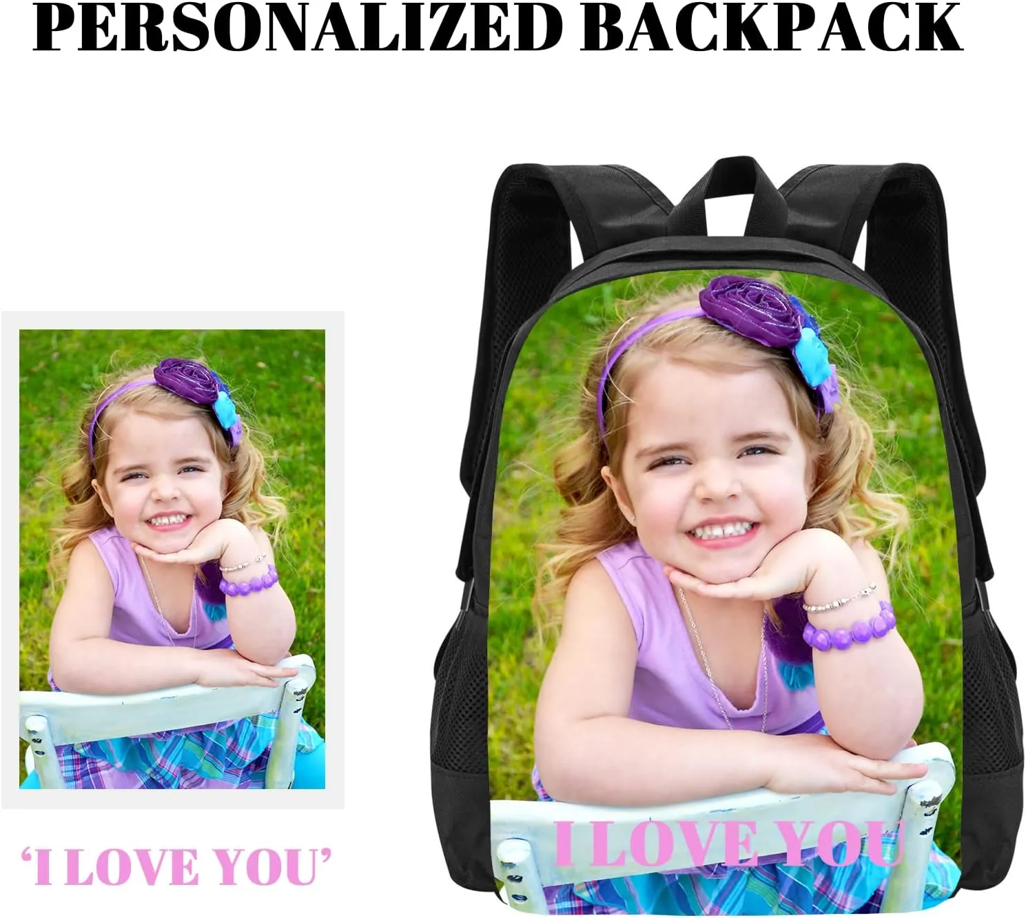 Custom Backpack for Mens Womens, Personalized Backpacks with Photo Text Logo, Customize Casual Large Capacity with Compartments Laptop Bags for Travel, Camping 17"