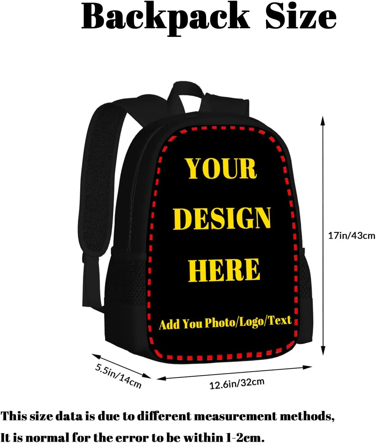 Custom Backpack for Mens Womens, Personalized Backpacks with Photo Text Logo, Customize Casual Large Capacity with Compartments Laptop Bags for Travel, Camping 17"