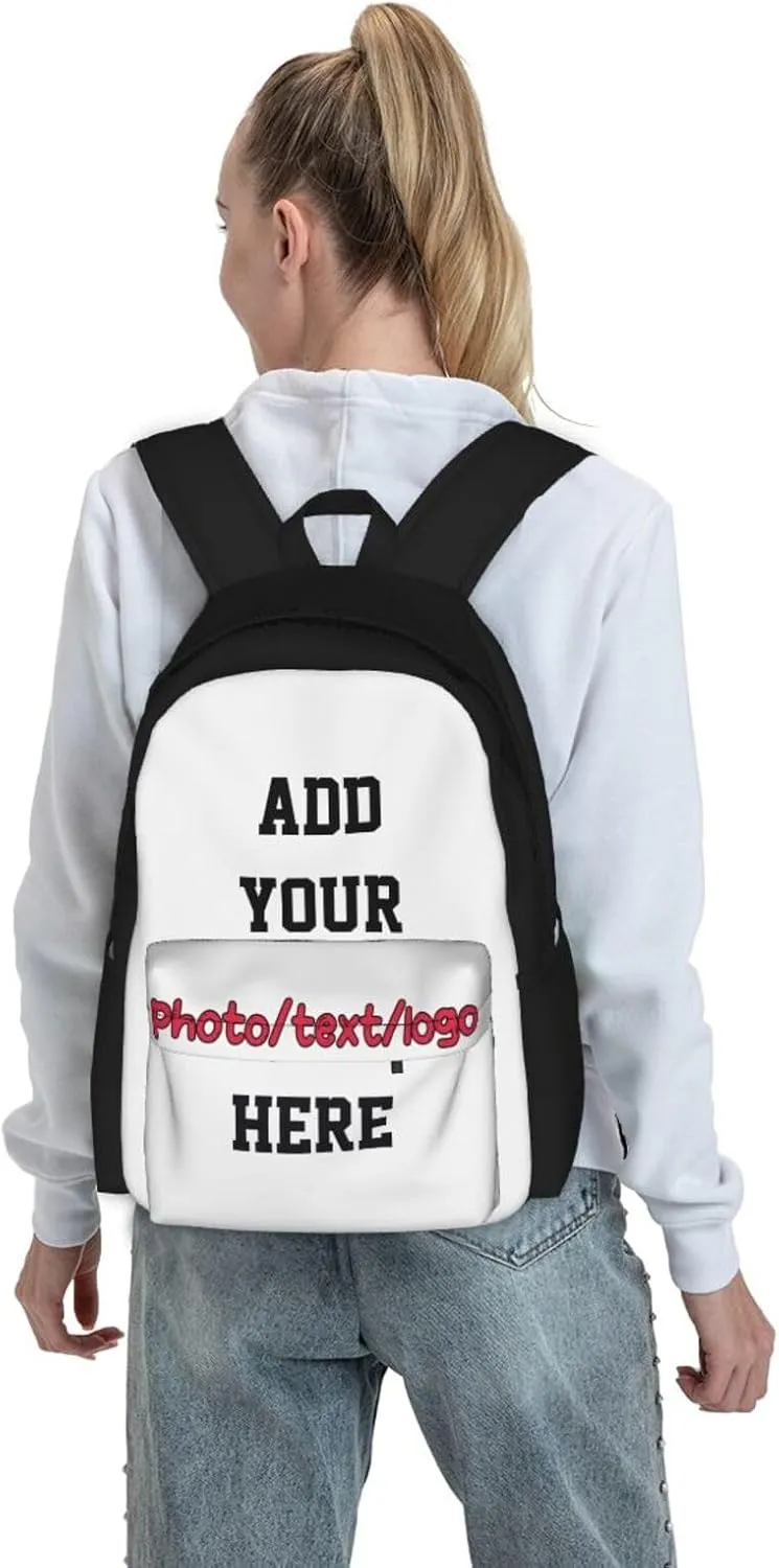 Custom Backpack For Women Men,Personalized Daypacks With Photo/Name/Text/Logo,Customized Large Capacity Laptop Backpack,Casual Travel Computer Bag For Work Travel