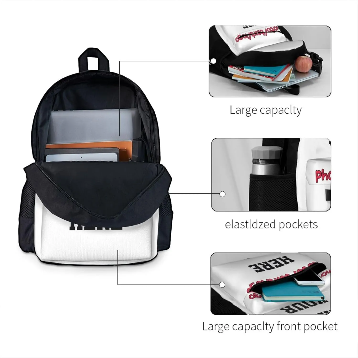 Custom Backpack For Women Men,Personalized Daypacks With Photo/Name/Text/Logo,Customized Large Capacity Laptop Backpack,Casual Travel Computer Bag For Work Travel