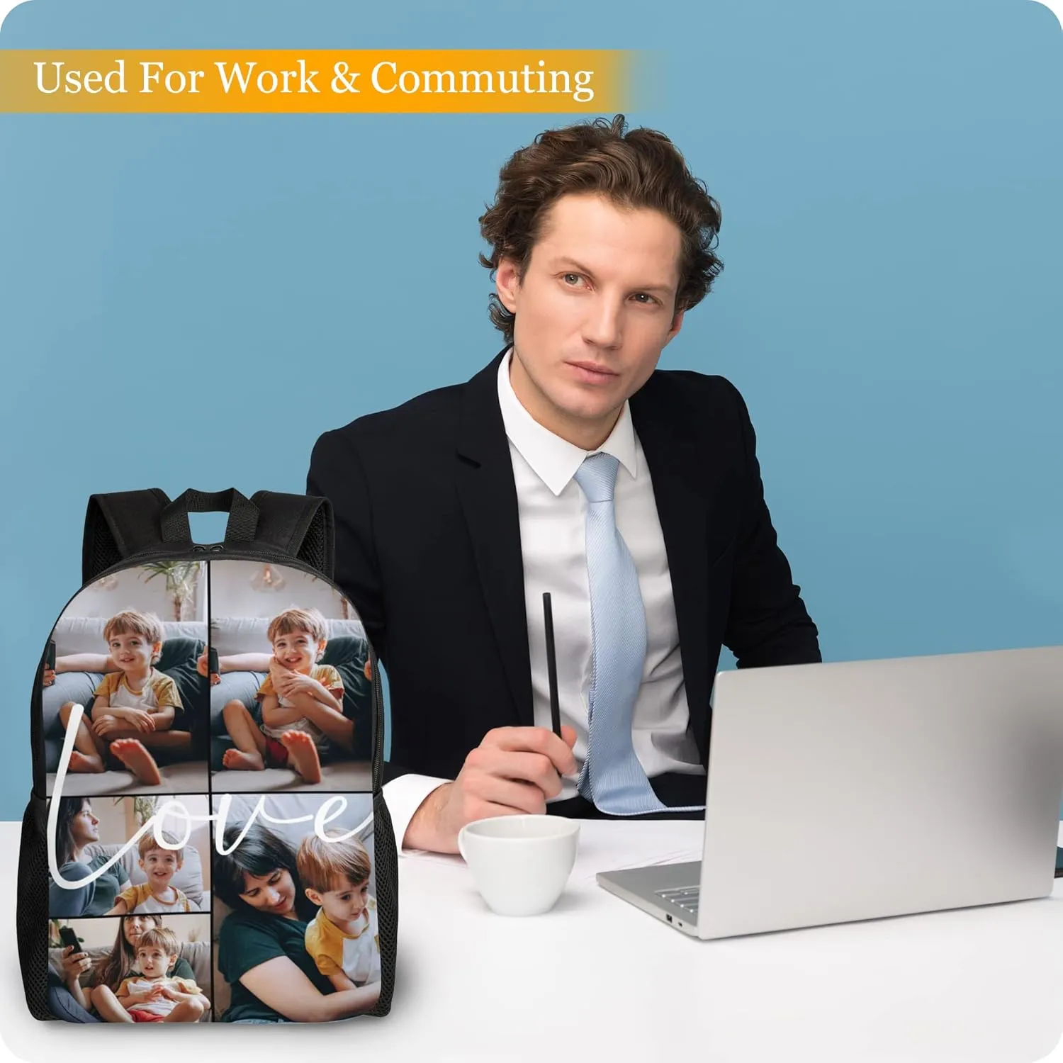 Custom Backpack Personalized Backpack with 1-9 Photo Customize Your Image Text Name Logo Waterproof Laptop Bag (5 Photos)